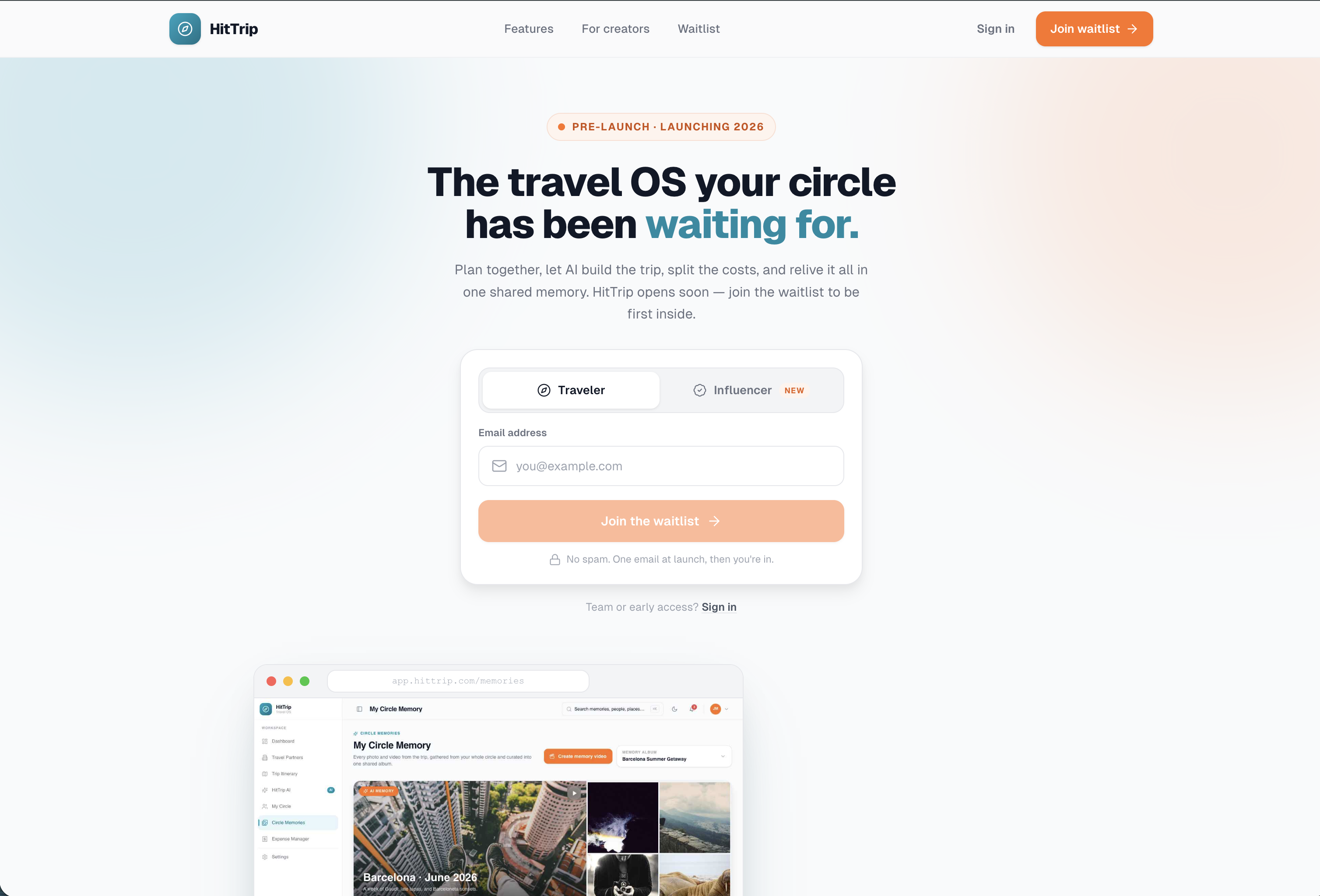 HitTrip landing page